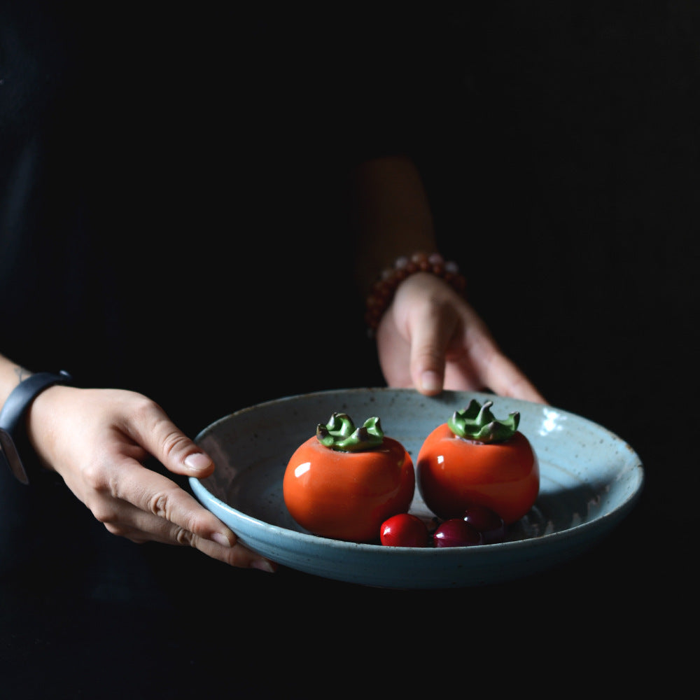 Blue Creative Round Ceramic Tableware Western Food Plate