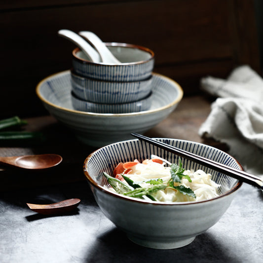 Blue String Japanese Hand-painted Ceramic Bowl