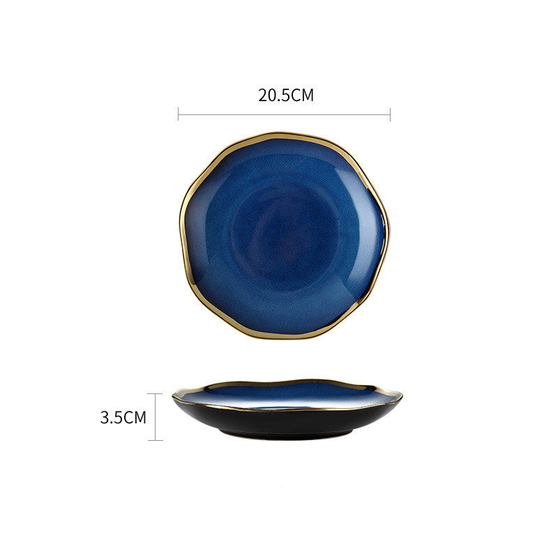 Ceramic Tableware Single Piece Phnom Penh Dark Blue Gradient Plate Bowl