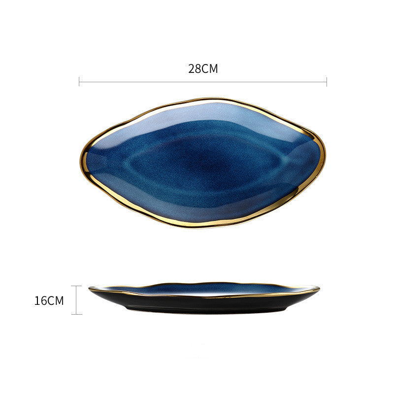 Ceramic Tableware Single Piece Phnom Penh Dark Blue Gradient Plate Bowl