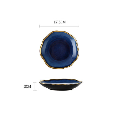 Ceramic Tableware Single Piece Phnom Penh Dark Blue Gradient Plate Bowl