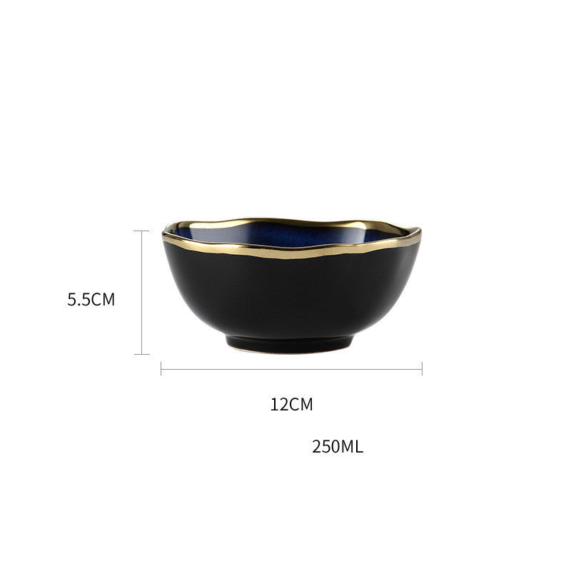 Ceramic Tableware Single Piece Phnom Penh Dark Blue Gradient Plate Bowl