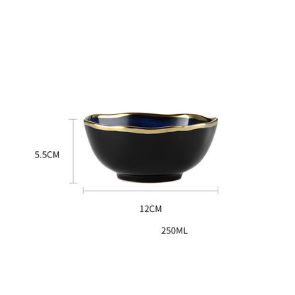 Ceramic Tableware Single Piece Phnom Penh Dark Blue Gradient Plate Bowl