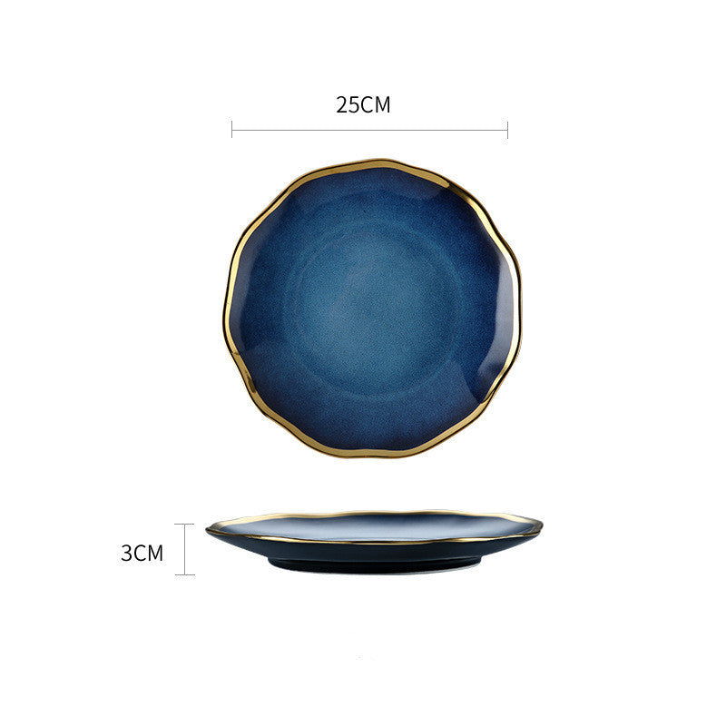 Ceramic Tableware Single Piece Phnom Penh Dark Blue Gradient Plate Bowl