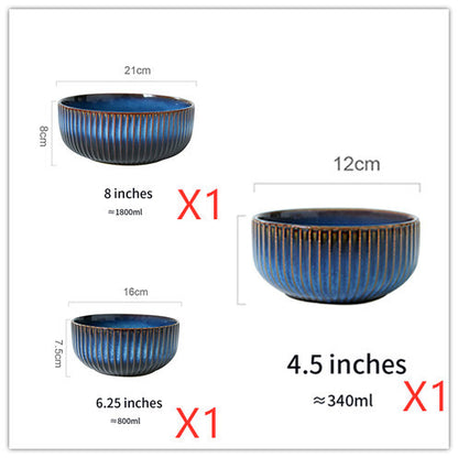 Kiln Turned Blue Ceramic Tableware Noodle Bowl