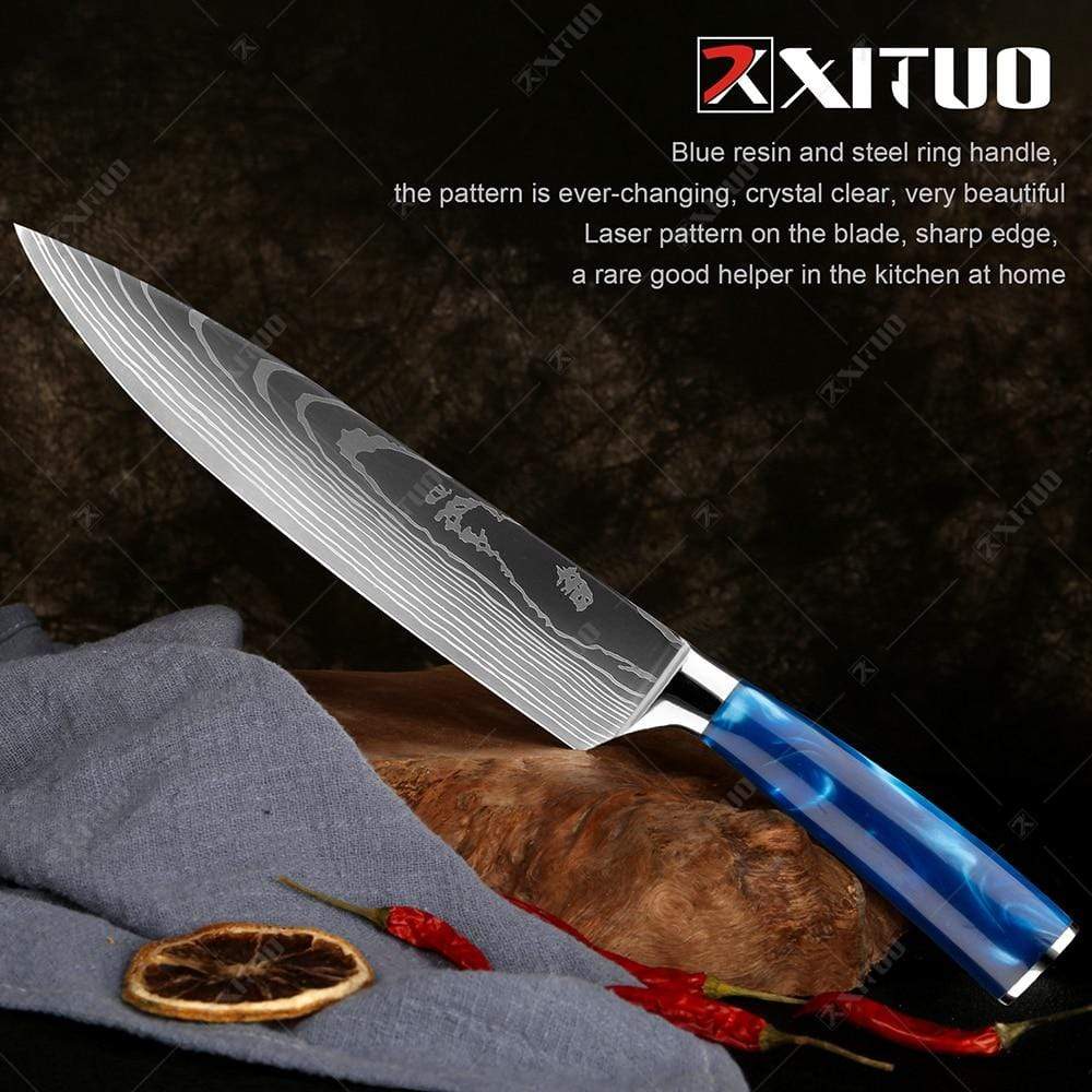 Santoku Blue Knife Set